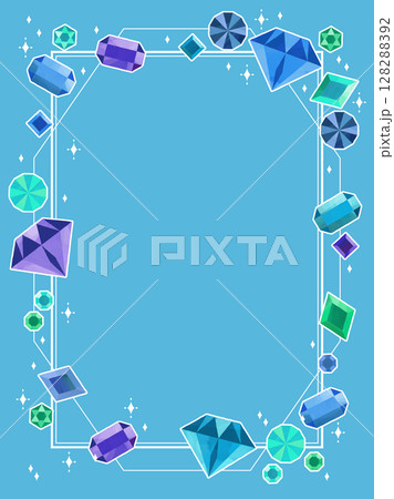 キラキラ華やかな宝石のイラストフレーム 128288392