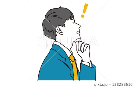閃いた表情のビジネスマンの横顔イラスト 閃いた表情のビジネスマンの横顔イラスト 128288616
