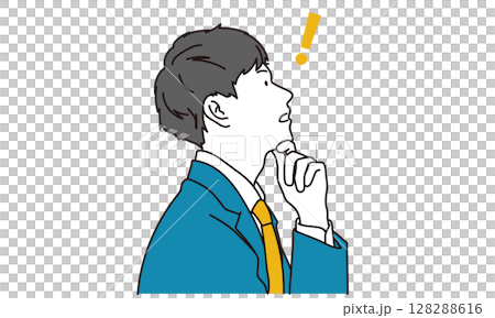 一位靈光閃現的商人的側面插圖 一位靈光閃現的商人的側面插圖 128288616