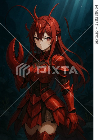 アニメ風ザリガニアーマー少女・海底ファンタジー戦士 128288664