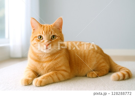 猫の日常　リラックスする猫のいる生活　窓際 128288772