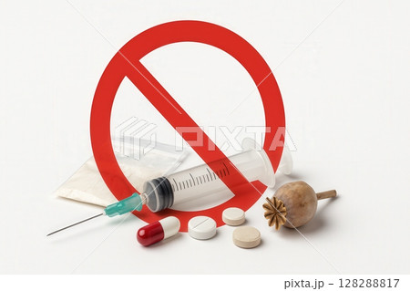 Symbol for drug prevention, addiction awareness and public health campaigns 128288817