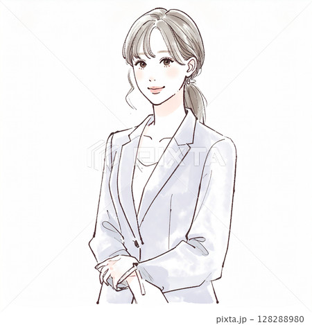 手描き水彩風の女性・女の子のイラスト素材 128288980