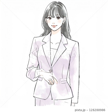 手描き水彩風の女性・女の子のイラスト素材 128288986
