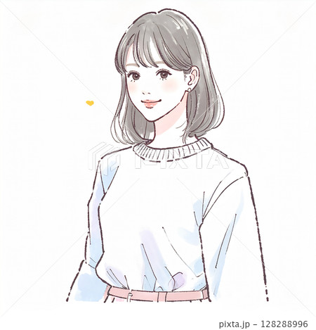 手描き水彩風の女性・女の子のイラスト素材 128288996