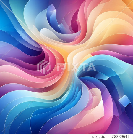 Vibrant Abstract Gradient Swirl with Layered Paper-Cut Effect in Pastel Colors with Generative AI. 128289641