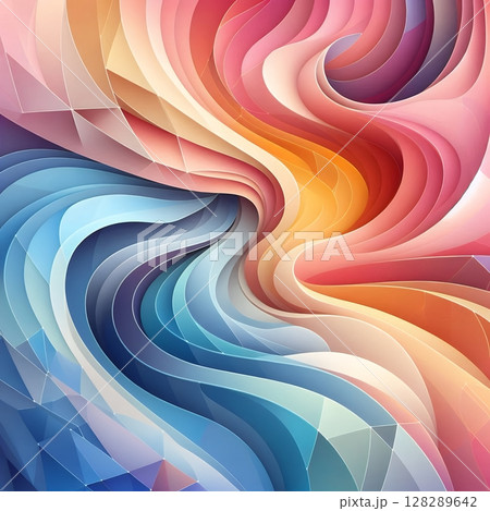 Vibrant Abstract Gradient Swirl with Layered Paper-Cut Effect in Pastel Colors with Generative AI. 128289642