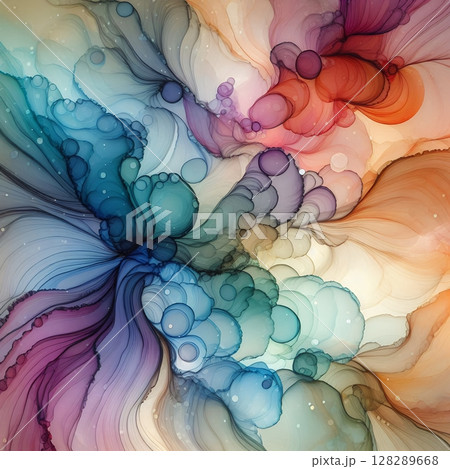 Delicate Abstract Ink Flow with Soft Gradient...のイラスト素材 [128289668] - PIXTA