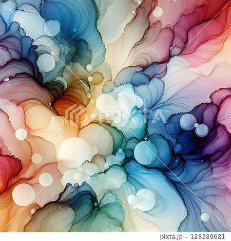Delicate Abstract Ink Flow with Soft Gradient...のイラスト素材 [128289681] - PIXTA