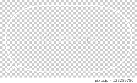 右向き角丸吹き出しの手描き風白黒フレーム　白線画 128289780