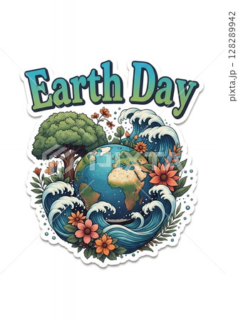 Earth Day sticker theme with Generative AI. 128289942