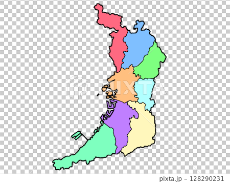 少しゆるい大阪府地図 地域色分け 関西 128290231