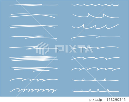手書き風の線のベクターイラストセット。手描き、飾り、落書き、線画 128290343