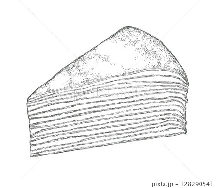 ミルクレープの手描きイラスト 128290541