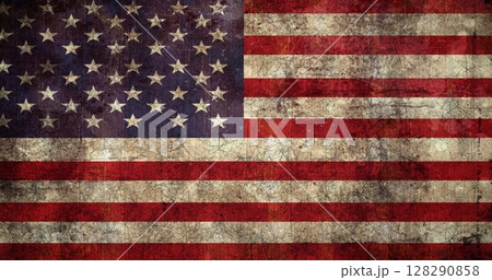 Image of American flag with distressed pattern moving in repetition in seamless loop Image of American flag with distressed pattern moving in repetition in seamless loop 128290858