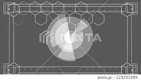 Image of scope scanning with white hexagons and markers on grey background 128291899