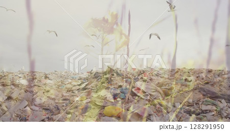 Image of grass moving over waste disposal site Image of grass moving over waste disposal site 128291950