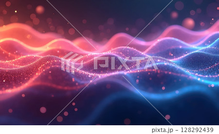 modern design with 3D layered flowing ribbons in bright gradient colors 128292439