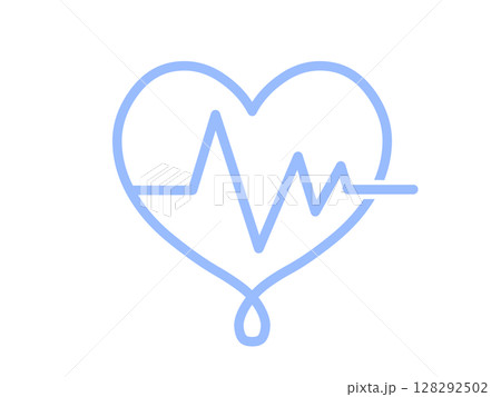 シンプル心電図アイコン（ブルー） 128292502
