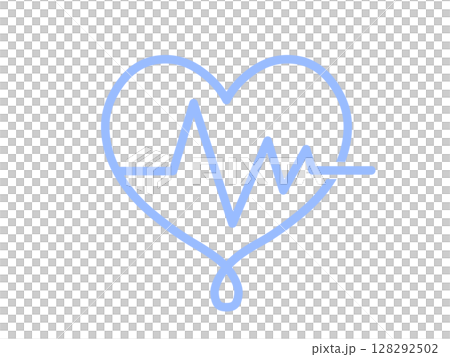 シンプル心電図アイコン（ブルー） 128292502