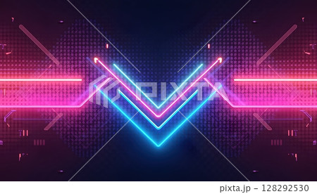 Modern abstract background with translucent rectangles in neon blue and pink on a dark backdrop Modern abstract background with translucent rectangles in neon blue and pink on a dark backdrop 128292530
