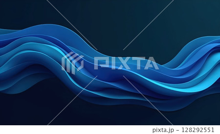 3D abstract flow design with deep blue and cyan...のイラスト素材 [128292551 ...