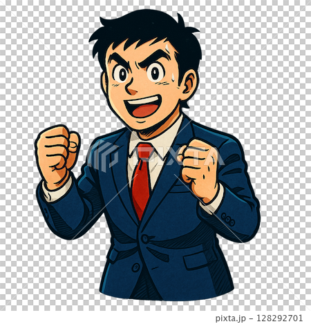 一位辦公室職員興奮地揮舞著拳頭,一位西裝革履的商人為自己的成功而欣喜,對加密貨幣的結果感到滿意 一位辦公室職員興奮地揮舞著拳頭,一位西裝革履的商人為自己的成功而欣喜,對加密貨幣的結果感到滿意 128292701