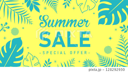 Summer Sale サマーセール /  横長ベクターバナーイラスト  128292930