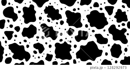 シームレスな白黒の牛柄背景イラスト 128292973