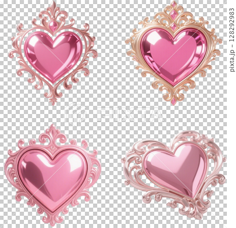 華麗的粉紅心形插圖 128292983