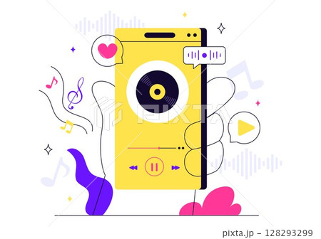 Viral Tunes Vector Illustration Featuring Songs that Became Popular with Sound Waves Equalizer, Voice Signal Circle, and Digital Visualization Sound 128293299