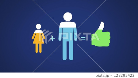 Colorful infographic illustrating teamwork concept with symbols and positive outcome 128293422