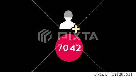Person icon with plus sign and number 7042 indicating new followers 128293511