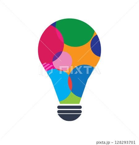 Bulb logo with power icon lamp logo colorful design template 128293701