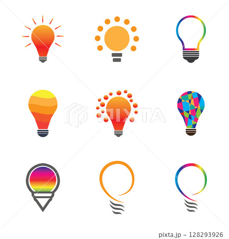 Bulb logo with power icon lamp logo colorful design template Bulb logo with power icon lamp logo colorful design template 128293926