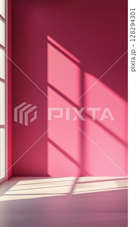 Vivid magenta wall with shadow sun light from window in living room minimalist story background 128294301