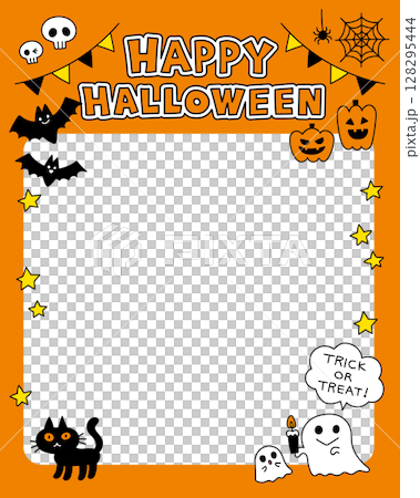A pop and cute frame with lots of Halloween motifs Vector A pop and cute frame with lots of Halloween motifs Vector 128295444