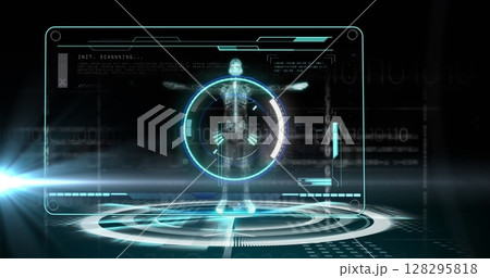 Image of scopes scanning and data processing over digital screen Image of scopes scanning and data processing over digital screen 128295818
