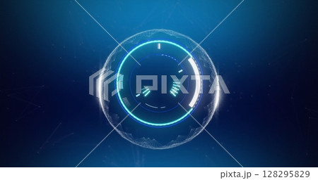 Image of scope scanning and data processing on blue background 128295829