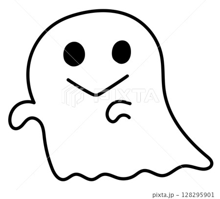 ハロウィンモチーフのポップで可愛いイラストおばけ ベクター ハロウィンモチーフのポップで可愛いイラストおばけ ベクター 128295901
