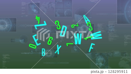 Image of numbers changing and data processing...のイラスト素材 [128295911] - PIXTA