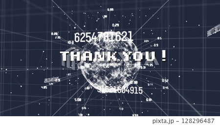 Image of thank you text over data processing and network of connections Image of thank you text over data processing and network of connections 128296487