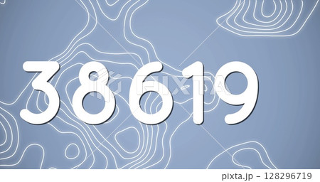 Digital image of numbers and wavy lines on blue background 128296719