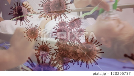 Image of cells over doctors in hospital Image of cells over doctors in hospital 128296757