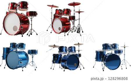 赤と青のドラムセット 赤と青のドラムセット 128296808