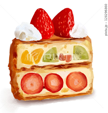 フルーツミルフィーユのイラスト 128296860
