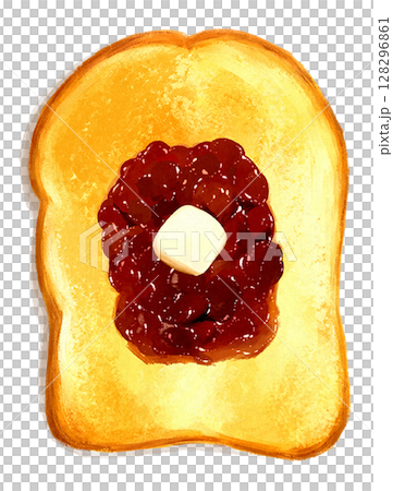 Illustration of bean paste and butter toast 128296861