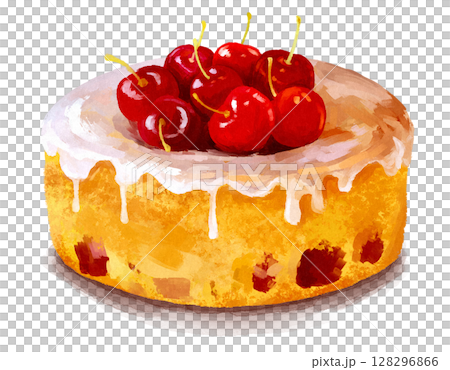 Cherry glaze cake illustration Cherry glaze cake illustration 128296866