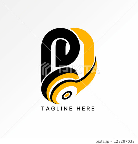 Logo design graphic concept creative premium vector stock image top sell initial PN or M font earphone headset DJ sound song listen play music voice 128297038