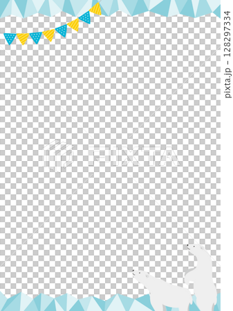 兩隻北極熊和冰綠的垂直框架插圖 兩隻北極熊和冰綠的垂直框架插圖 128297334